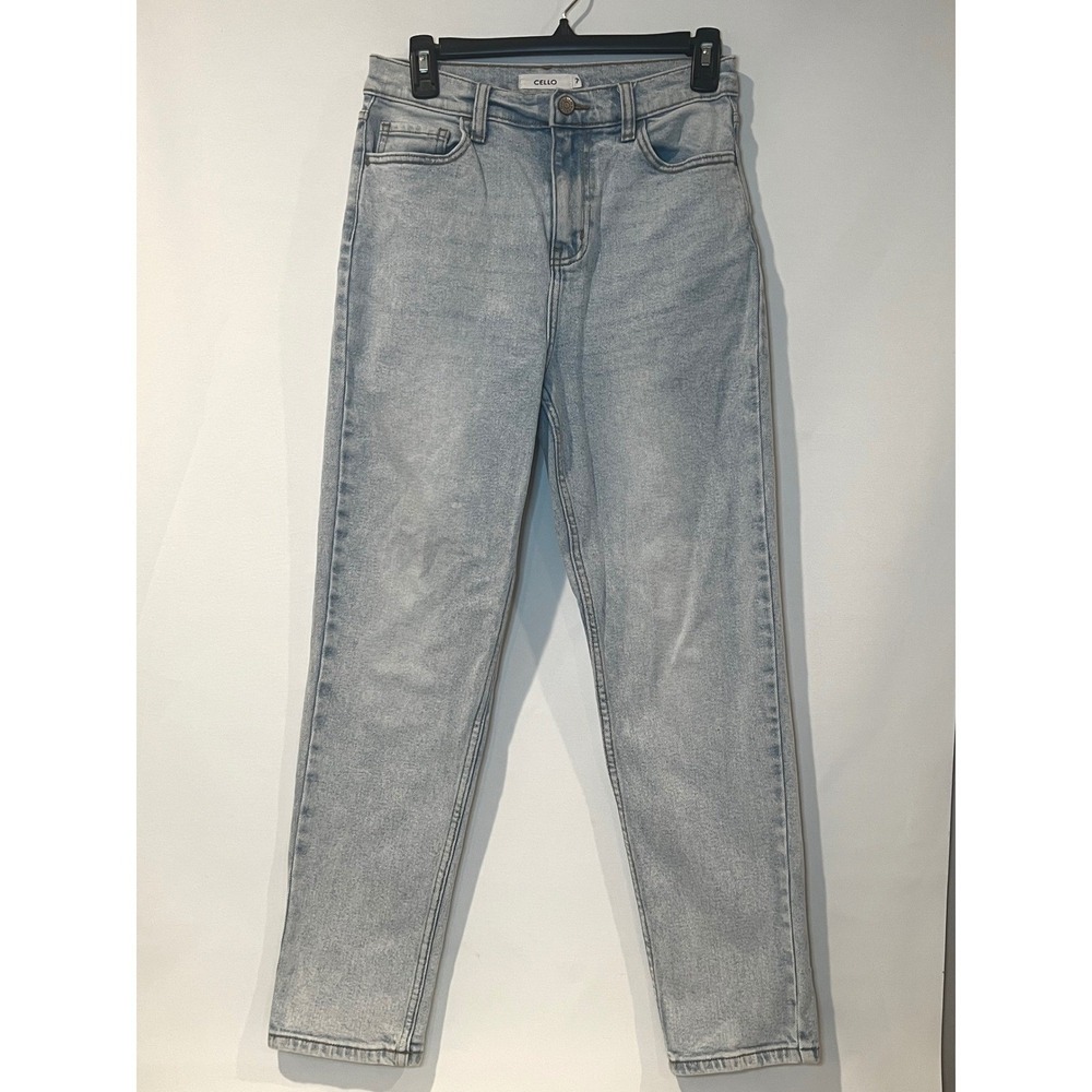 Cello Straight Leg Jeans Light Wash Blue High Rise Stretch Denim Size 7